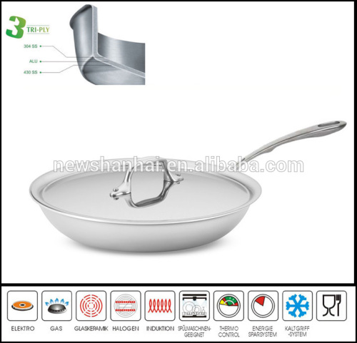 3 Ply Body Stainless Steel Skillet, High Quality 3 Ply Body Stainless ...