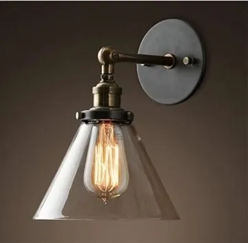 industrial vintage Iron Black Wall lamp hand made glass metal wall light