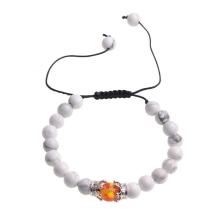 2018 Crown &amp; Syn.Amber Charm Howlite Beads pulsera tejida