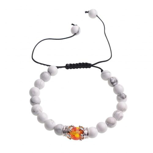 2018 Crown&Syn.Amber Charm Howlite Beads Woven Bracelet