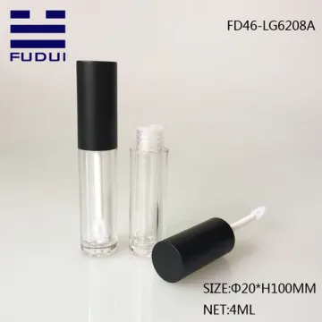 Small transparent cosmetic lipgloss tube with brush