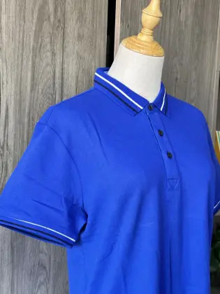 Blue cotton short-sleeve POLO shirt