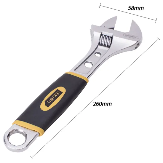 Deli DL30110 tools aluminium alloy 10 inch installation universal adjustable soft grip wrench spanner