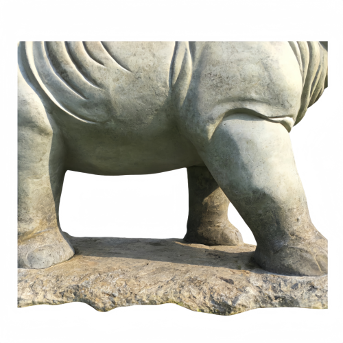 Handcrafted Stone Rhino Statue with Textured Detail