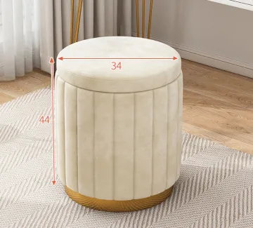Modern Velvet Fabric Nordic Small Chair and Pink Ottoman Foot Stool with Round Living Room Storage Function