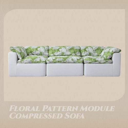 Divano compresso con modulo con motivi floreali