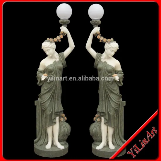 Outdoor Lighting Carving Stone Lady Lamp Statue