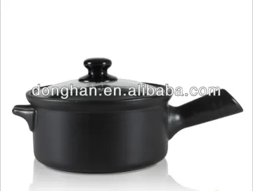 bakery equipment black ceramic custom bakeware with lid and single handle