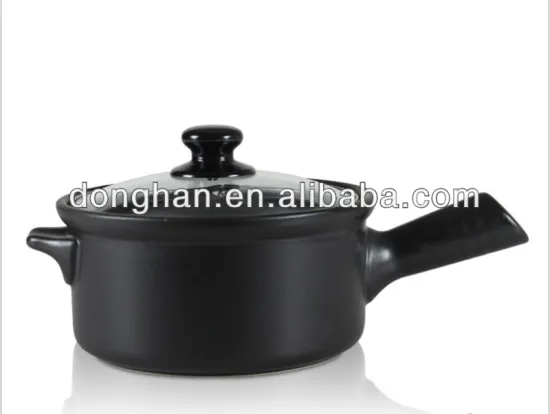 bakery equipment black ceramic custom bakeware with lid and single handle