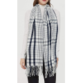 Elegant style striped checked warm winter woven scarf