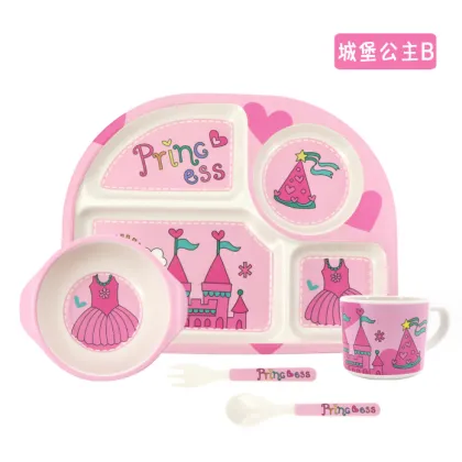 Nature Bamboo Fibre Kids Baby Dinner Set with Animal Prints