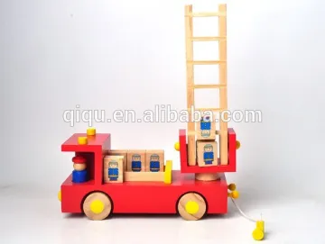 wooden toy car for kids, fire truck