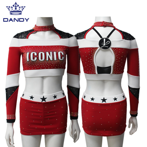 Red Crop Top Cheer Uniforms