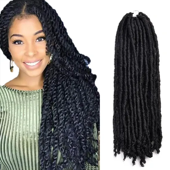 Long Black 18 inch Bohemian Locs Women Faux Dreadlocks Braids Goddess Faux Locs Synthetic Crochet Braiding Hair Extensions