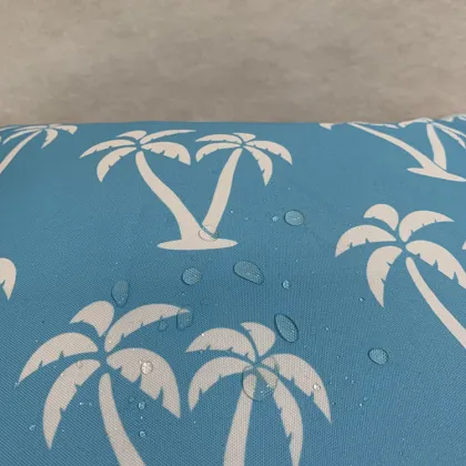 Wholesale Patio Royal Blue Sky Blue Palm Tree Coastal Design Waterproof Throw Cushions 18x18