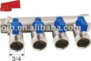 Brass valve manifold, 4 way brass fitting