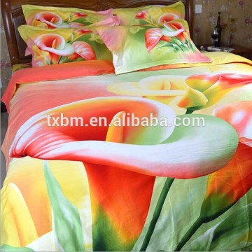 2015 fashion reactive printed flower 100% natural cotton 3d bed cover set
