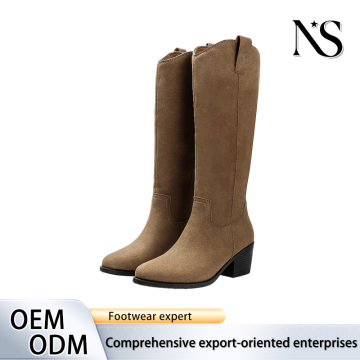 Botas hasta la rodilla de ante caqui Western Vibes vintage