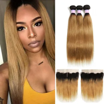 X-TRESS Factory Price 100% Brazilian Human Hair Bundles Ombre Light Brown Colored Hair Weaving For Women Daily Wearing