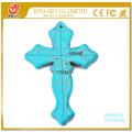 Pendentif croix turquoise pierre semi-précieuse 75X50MM