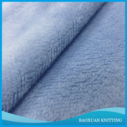 100 Polyester cambridge blue short floss super soft velour fleece fabric knit for garment