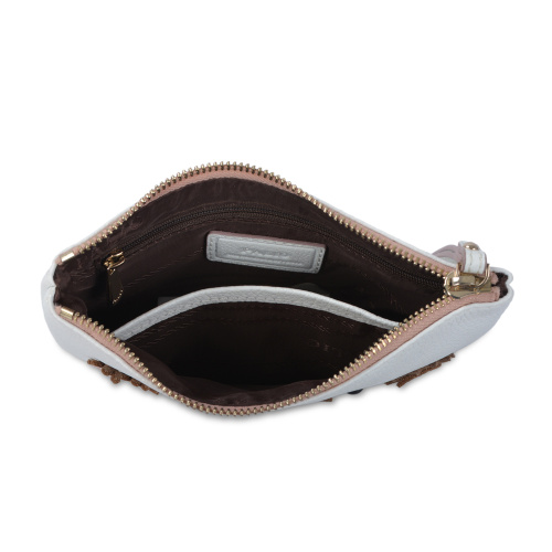 100% cuir véritable femme jolie pochette zippée