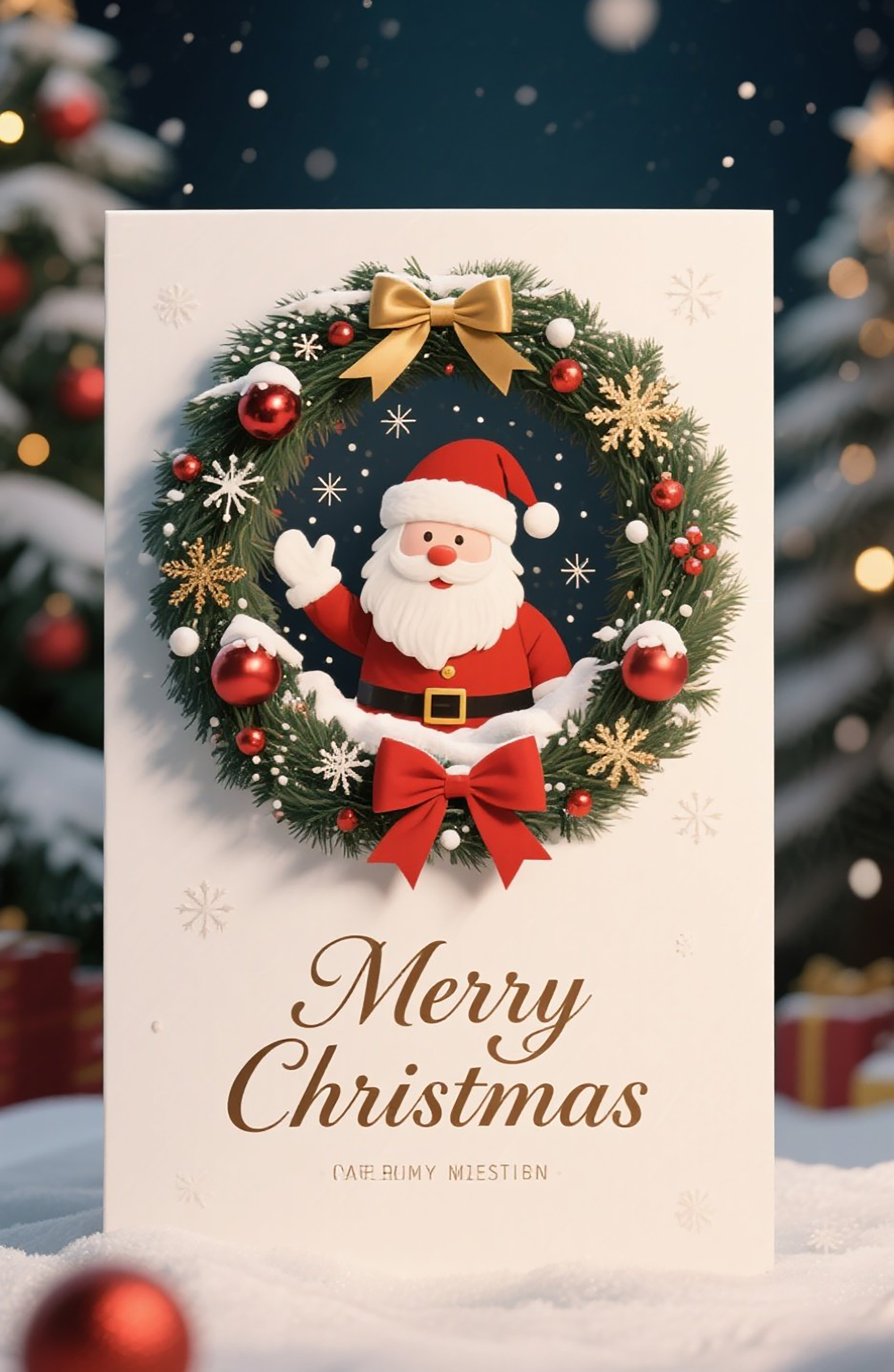 お祝いシーズンのお祝いのための手作りのクリスマスカード