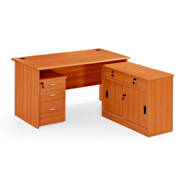 Children's Melamine L-Shaped Standing Study Desk and Chair Set with Antique Office Furniture Design