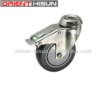 Dual ball bearing Bolt hole one direction of brake stainless steel caster