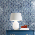 Hexagon Shape Glass Art Round Edge Blues Mosaico