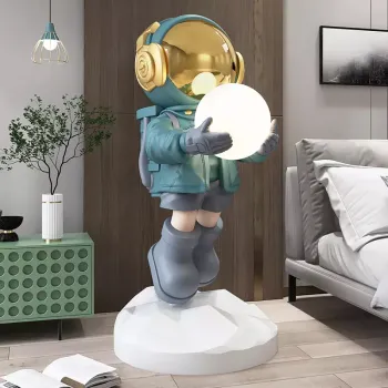Modern Astronaut Theme LED Floor Lamp for Villa, Postmodern Living Room, Study, and Bedroom