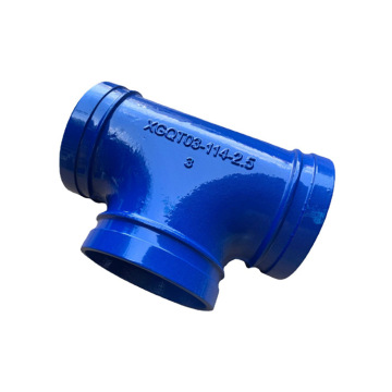 Accesorios de tee ranurados azules de alta calidad para sistemas de tuberías