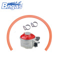 Gas oven safety valve regulator with rubber hose