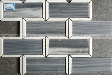 2017 Chinese leverancier Foshan Kitchen Backsplash Wit en zwart glitterglas en steenmozaïek Tile JS8806