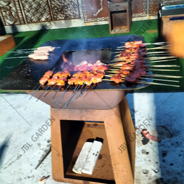 Black Corten Steel Outdoor Wood Charcoal BBQ