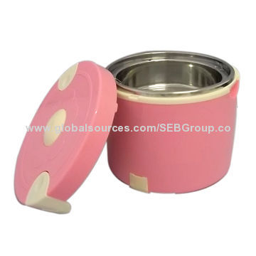 Cute Double Wall Electric Heating Lunch Box, Lunch Crock Food Warmer, Multifunction