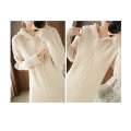 Robe en tricot de couleur unie simple à capuche pour les femmes