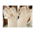 Hooded simple solid color knit dress for women