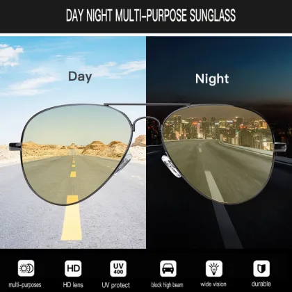 Night vision glasses yellow Photochromic men sunglasses pilot antiglare UV400 change color car driving chameleon eyewear
