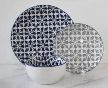 12 PCS Pad Printing Porcelain Tableware Dinnerware Plates