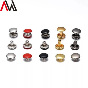 Rivet Cap Double Berkualiti Tinggi: Cap 12mm, Pos 7mm, Pengikat Snap dalam Hitam dan Perak - Kancing Keluli Tahan Karat untuk Pakaian Tebal