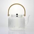 Bote de té de vidrio japonés acanalado transparente transparente de borosilicato