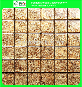 C008 Gold foil mosaic tiles glass gold glass