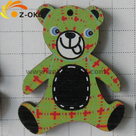 environmental Silk screen printing bear-shape wood fridge magnet