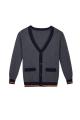 Boy&#39;s Knitted Pocket Buttoned Contrast Edge School Cardigan