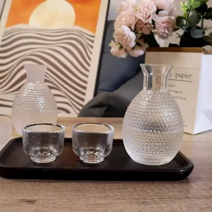 Japanese Sake Pot Set Glass Rice Wine Warmer Hot Pot