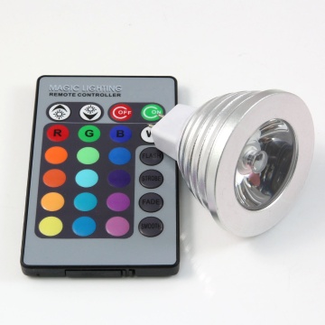 Factory Price MR16 3W 12V RGB LED Spotlight AC85-265V with 16 Color Options and Wireless Remote Control
