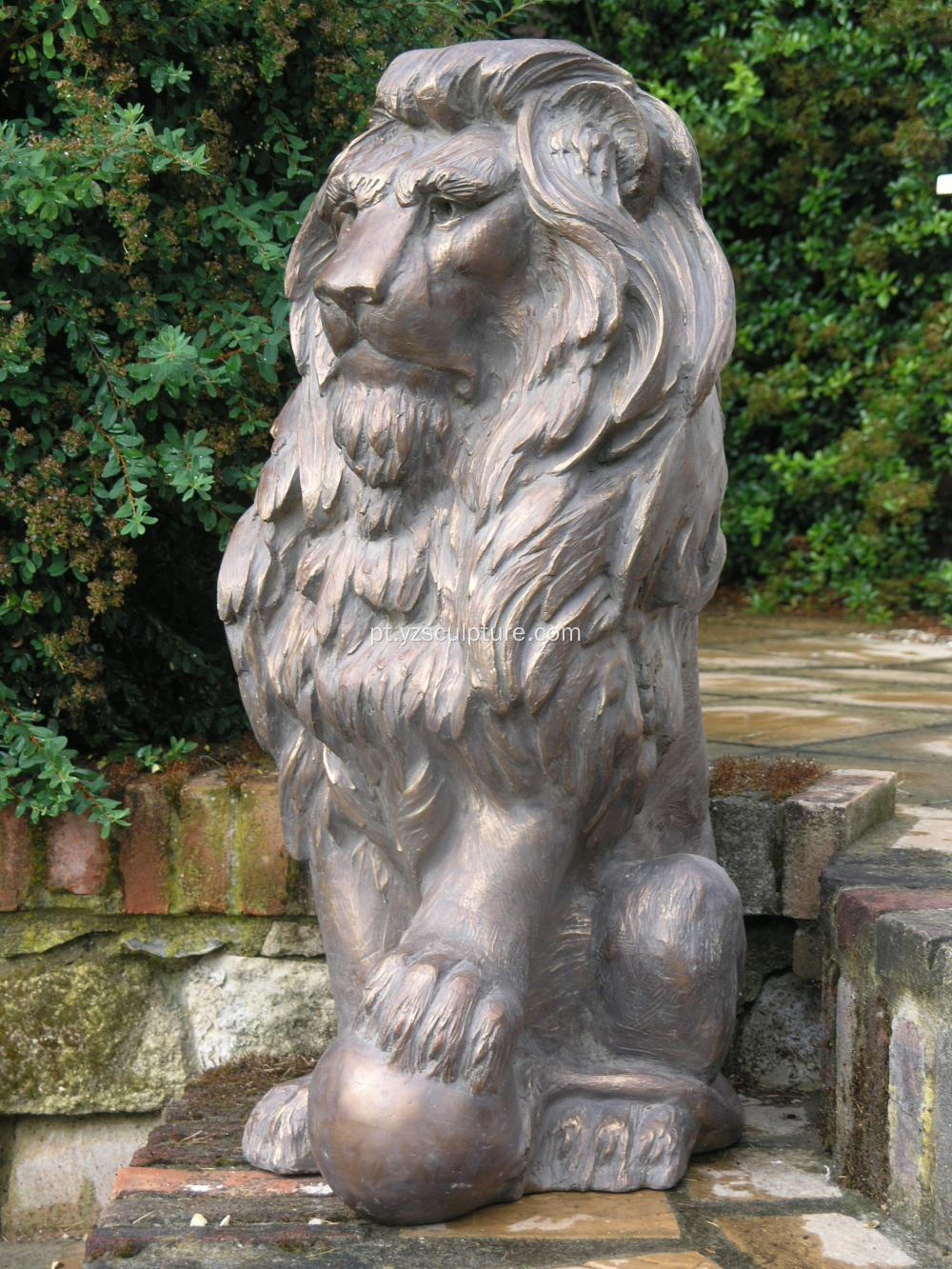 Estátua de leão de Bronze de tamanho de jardim da vida