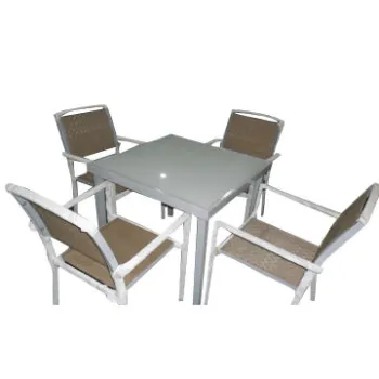 Rattan outdoor sets, glass, powder coated
