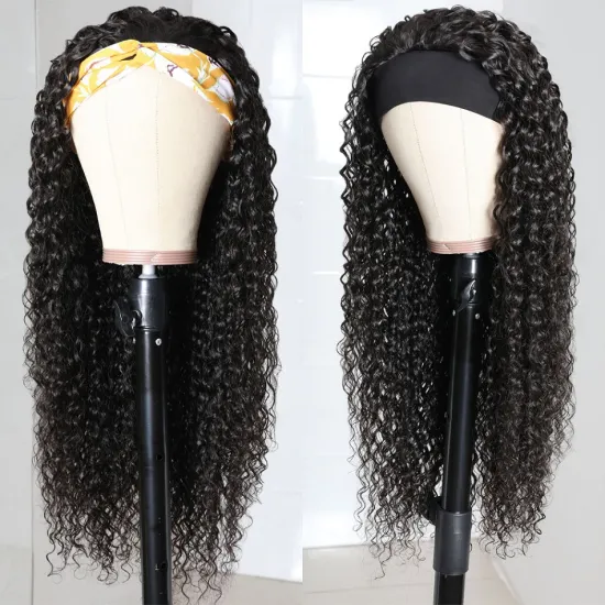 Wholesale Brazilian  Raw Virgin Hair Deep Wave Adjustable Headband Wigs.  Best Human Hair Headband Wigs For Black Women